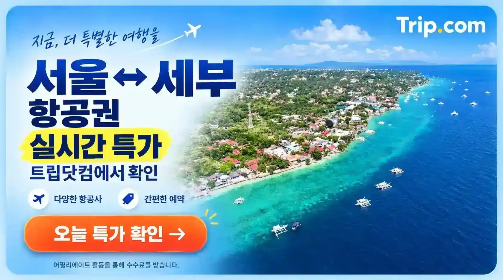 서울에서 세부 항공권 실시간 특가 확인